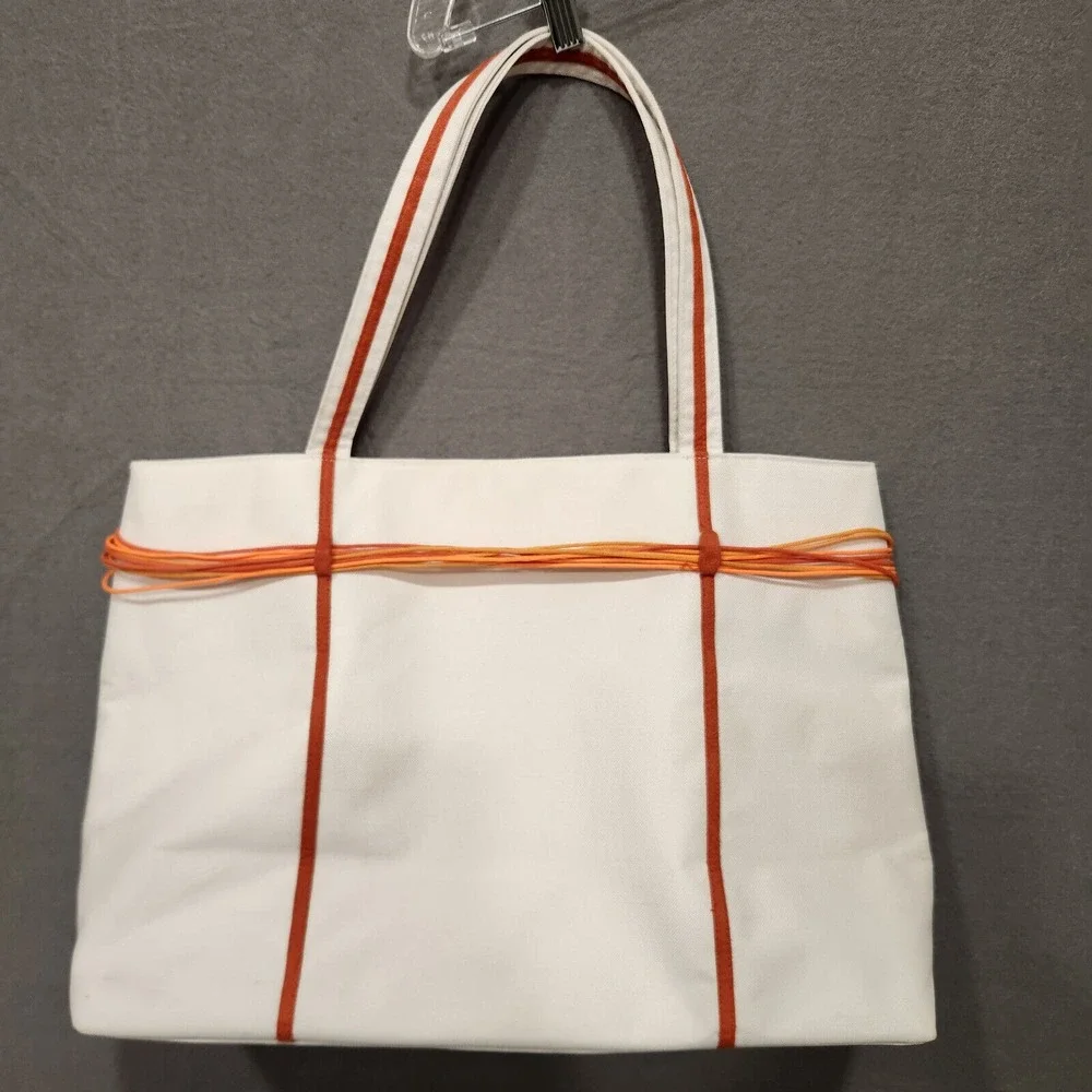 Clarins Tote Bag White‎ with Orange Accents